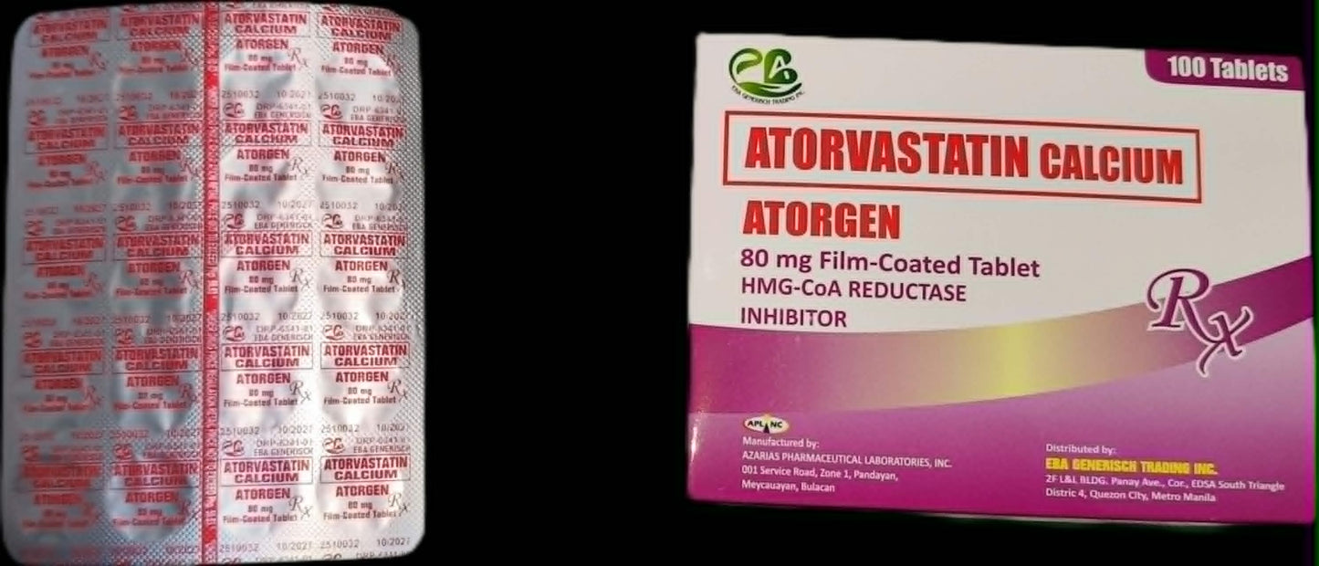 ATORGEN Atorvastatin Calcium 80mg Film Coated Tablet 100'