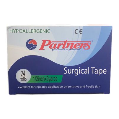 PARTNERS Surgical Tape Hypoallergenic 1/2 inch x 10 Yrads Rolls 24's