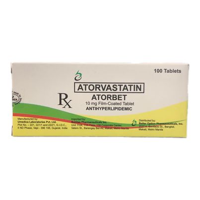 Atorvastatin (Atorbet) 10mg Film Coated Tablet 100's