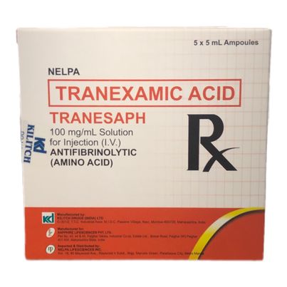 TRANESAPH Tranexamic Acid 100mg/ml Solution for Injection IV 5ml x Ampoules 5's