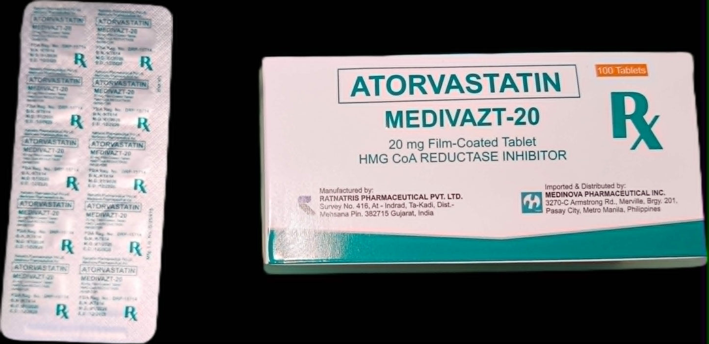 MEDIVAZT-20 Atorvastatin 20mg Film-Coated Tablet 100's