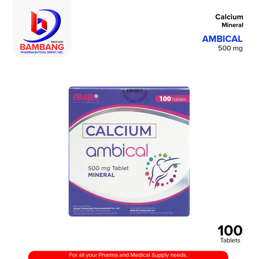 AMBICAL Calcium Mineral 500mg Tablet 100's