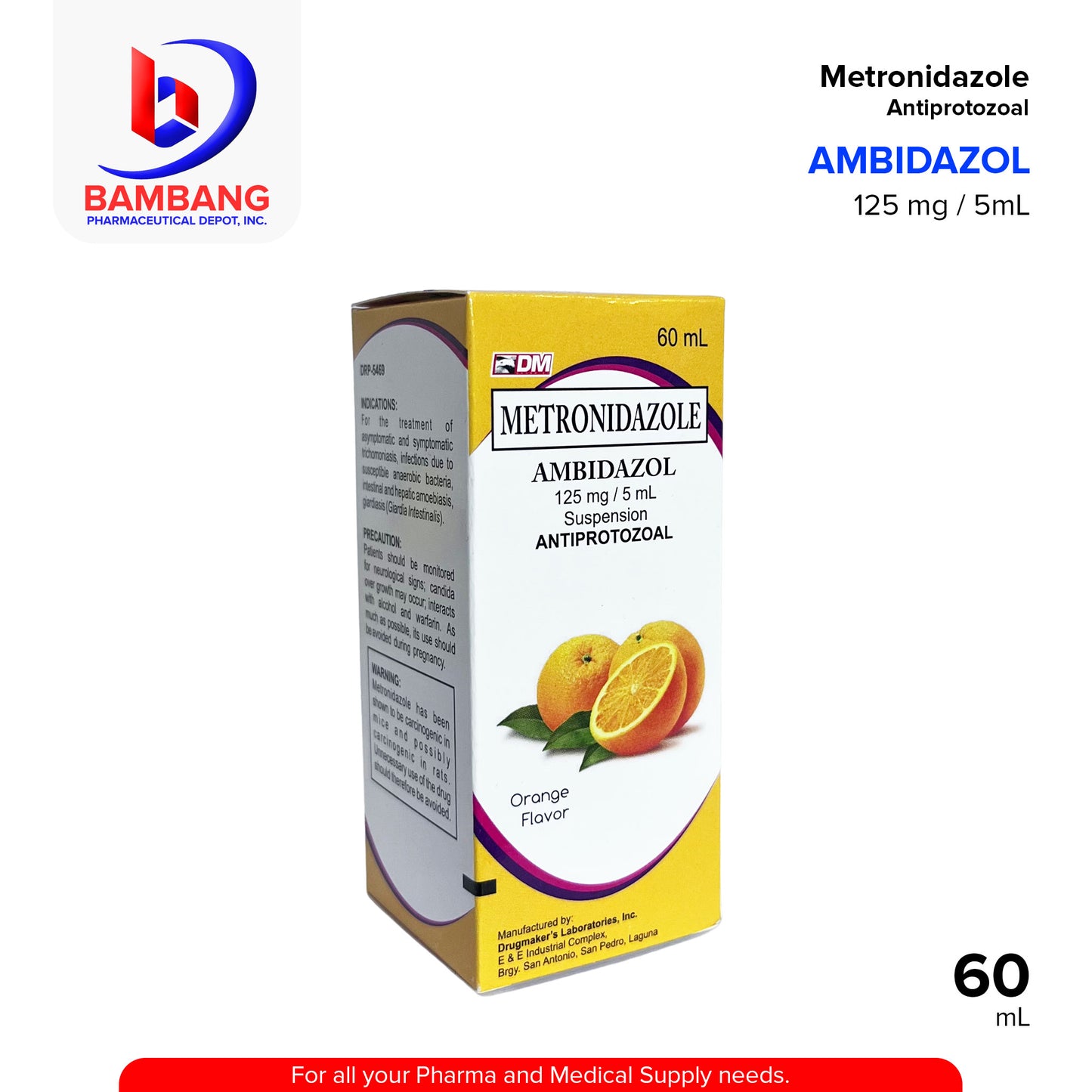 AMBIDAZOL Metrodinazole 125mg/5ml Suspension 60ml