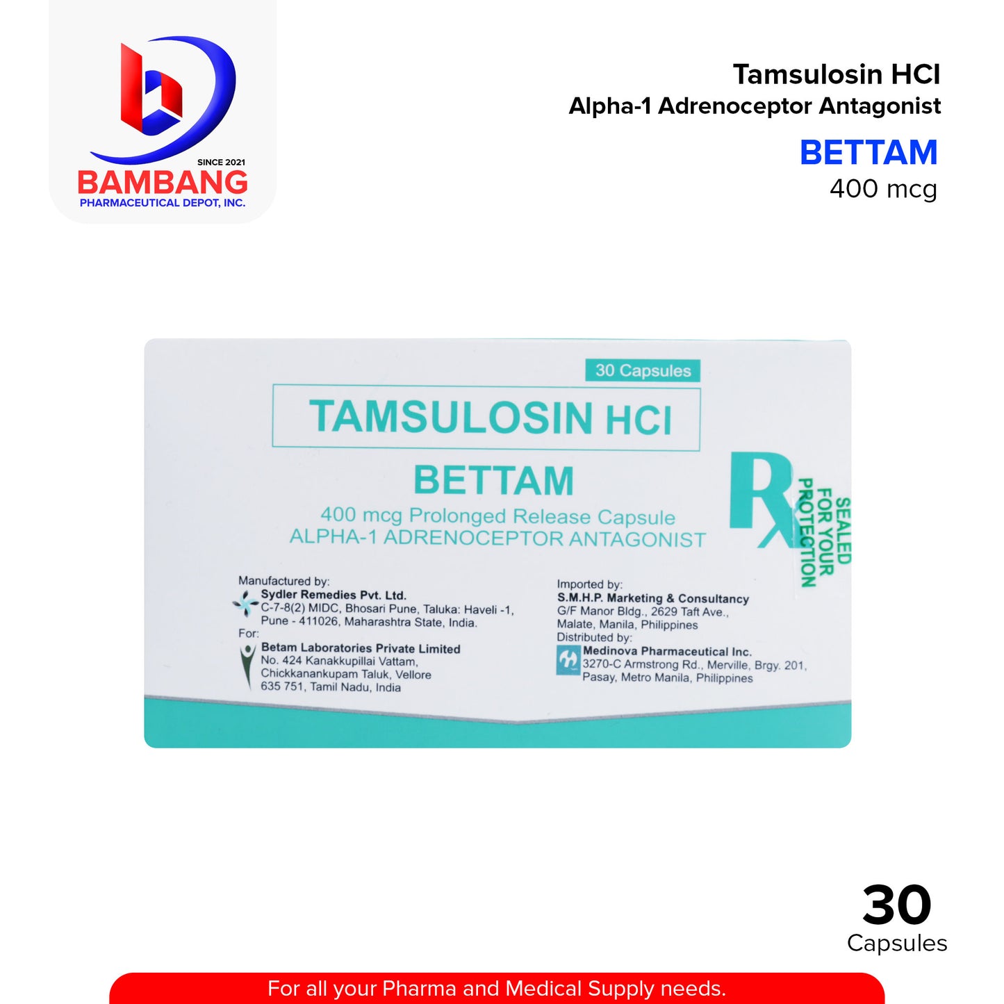BETTAM Tamsulosin HCI 400mcg Prolonged Release Capsule 30's