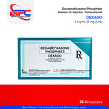 DEXAGO Dexamethasone Phosphate Solution for Injection (IV./I.M) Corticosteroid 4 mg/mL (8 mg/2 mL) 10 Ampoules