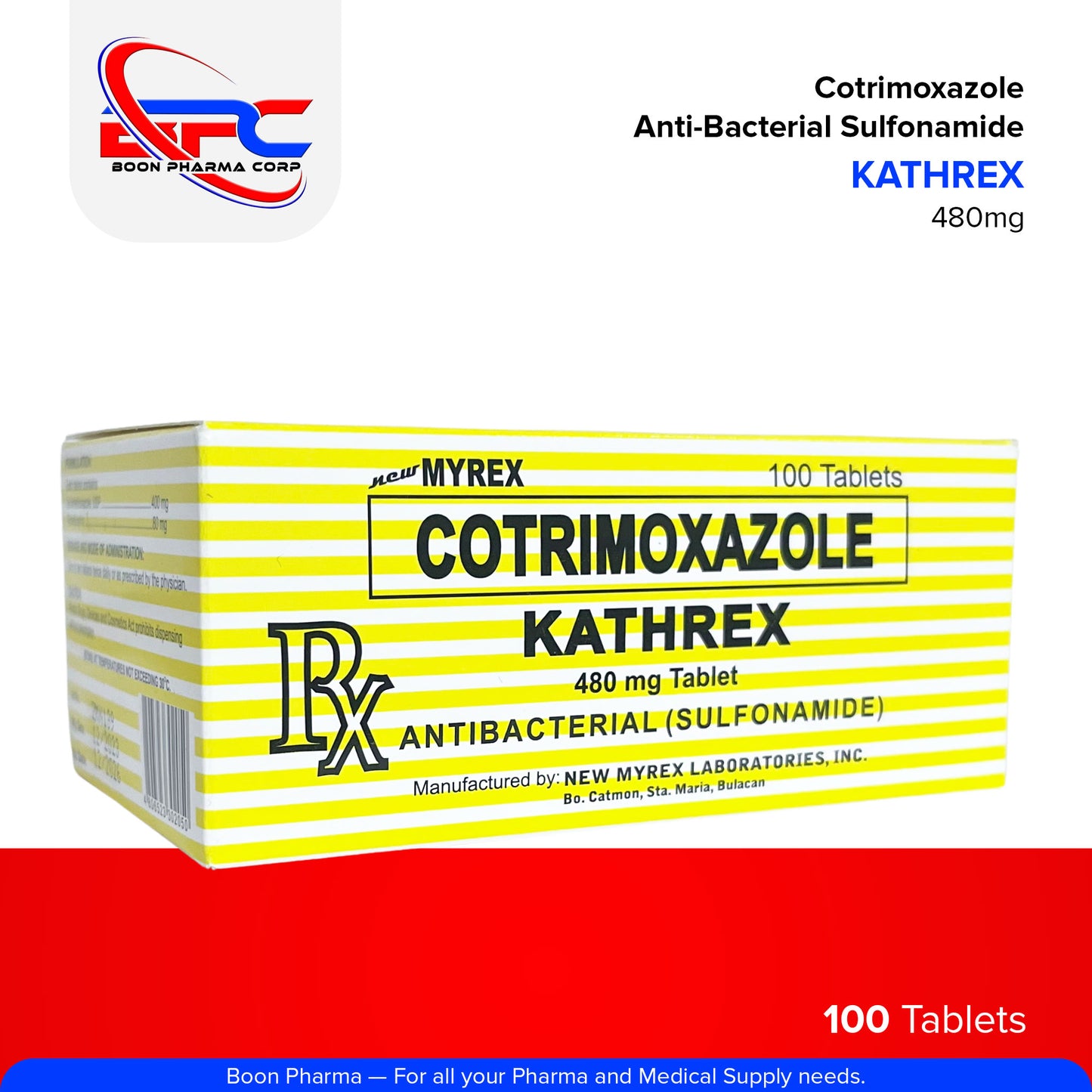 KATHREX Cotrimoxazole 480mg Antibacterial Sulfonamide Tablet 100's