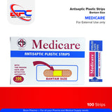 MEDICARE Band Aid Antiseptic Plastic Strips with Acrinol Bantam Size Strips 100's