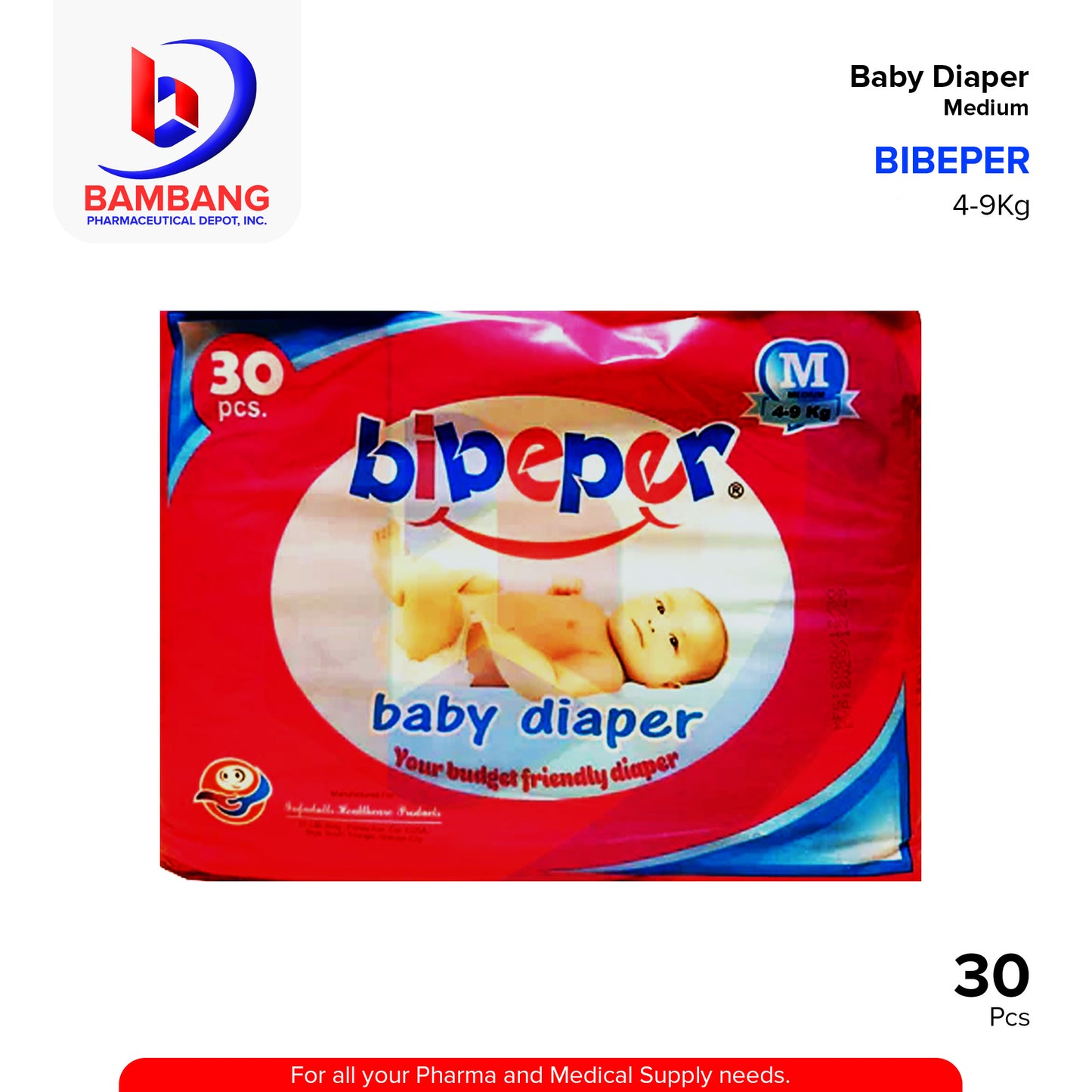 BIBEPER Baby Diaper Your Daughter Friendly Diaper (Medium) Pieces 30's