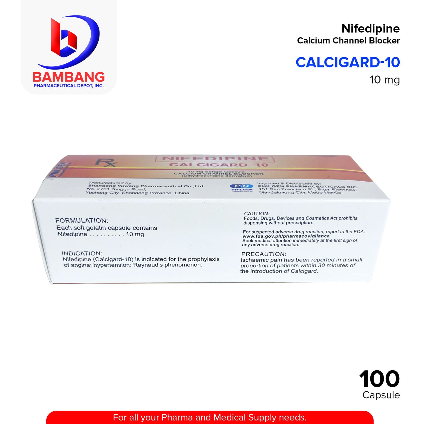 CALCIGARD Nifedipine 10mg Softgel Capsule 100's