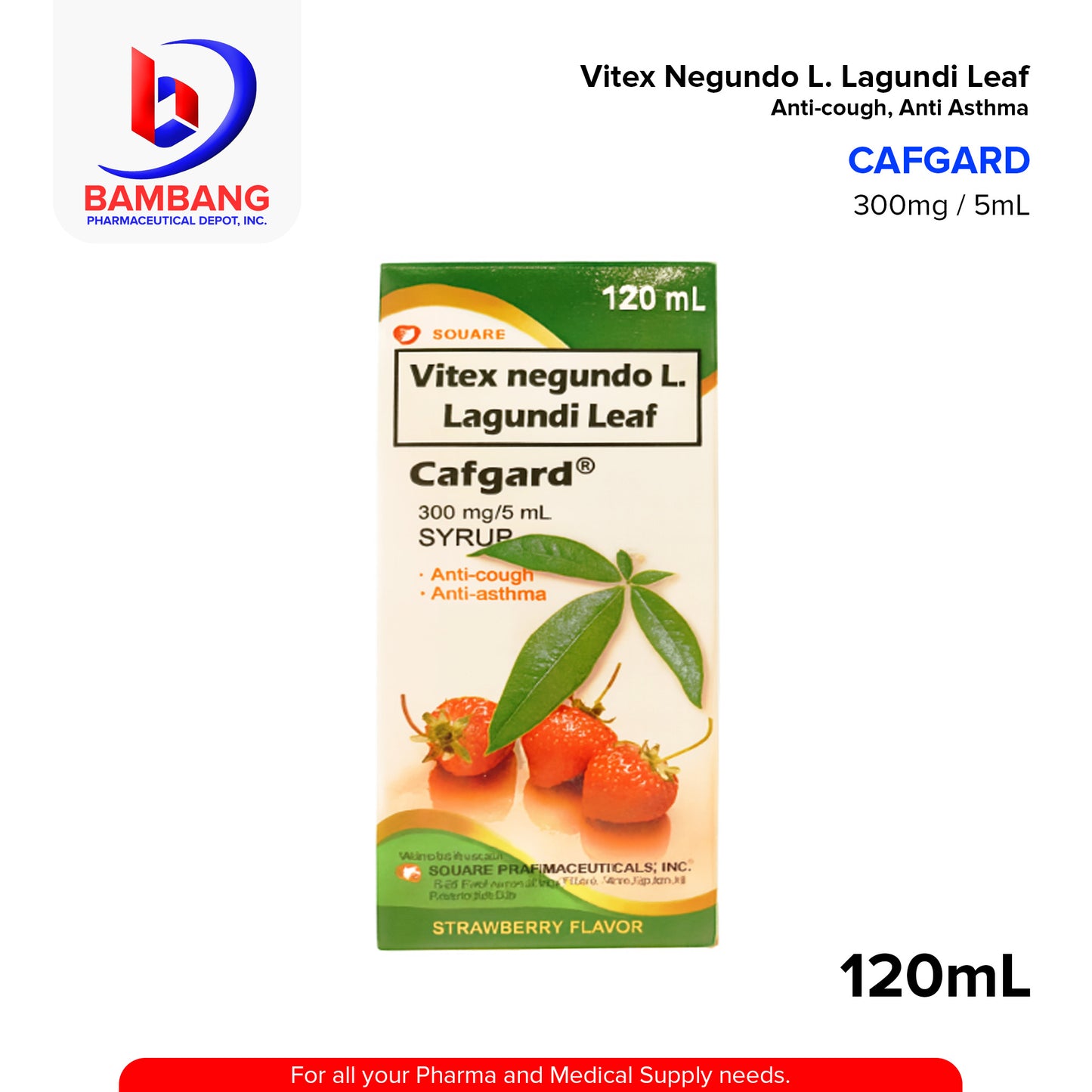 CAFGARD Lagundi Leaf Vitex Negundo L. 300mg/5ml Syrup 120ml