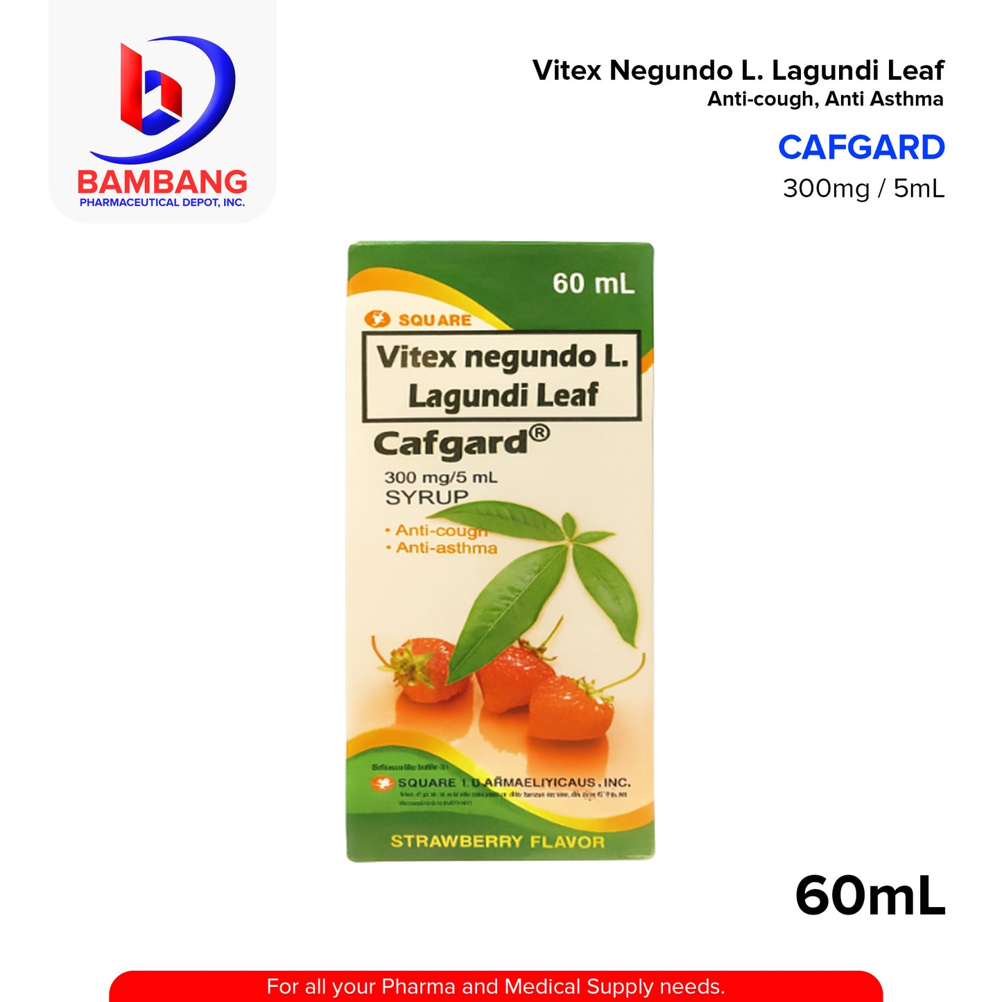 CAFGARD Lagundi Leaf Vitex Negundo L. 300mg/5ml Syrup 60ml