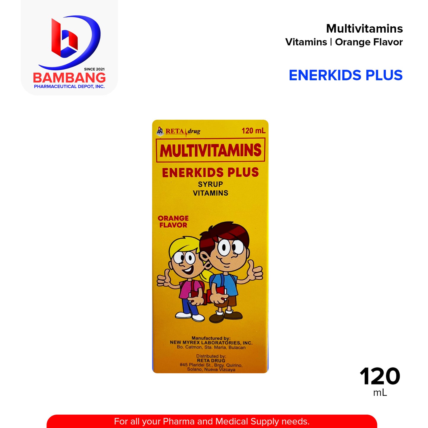 ENERKIDS PLUS Multivitamins Syrup Orange Flavor 120mL
