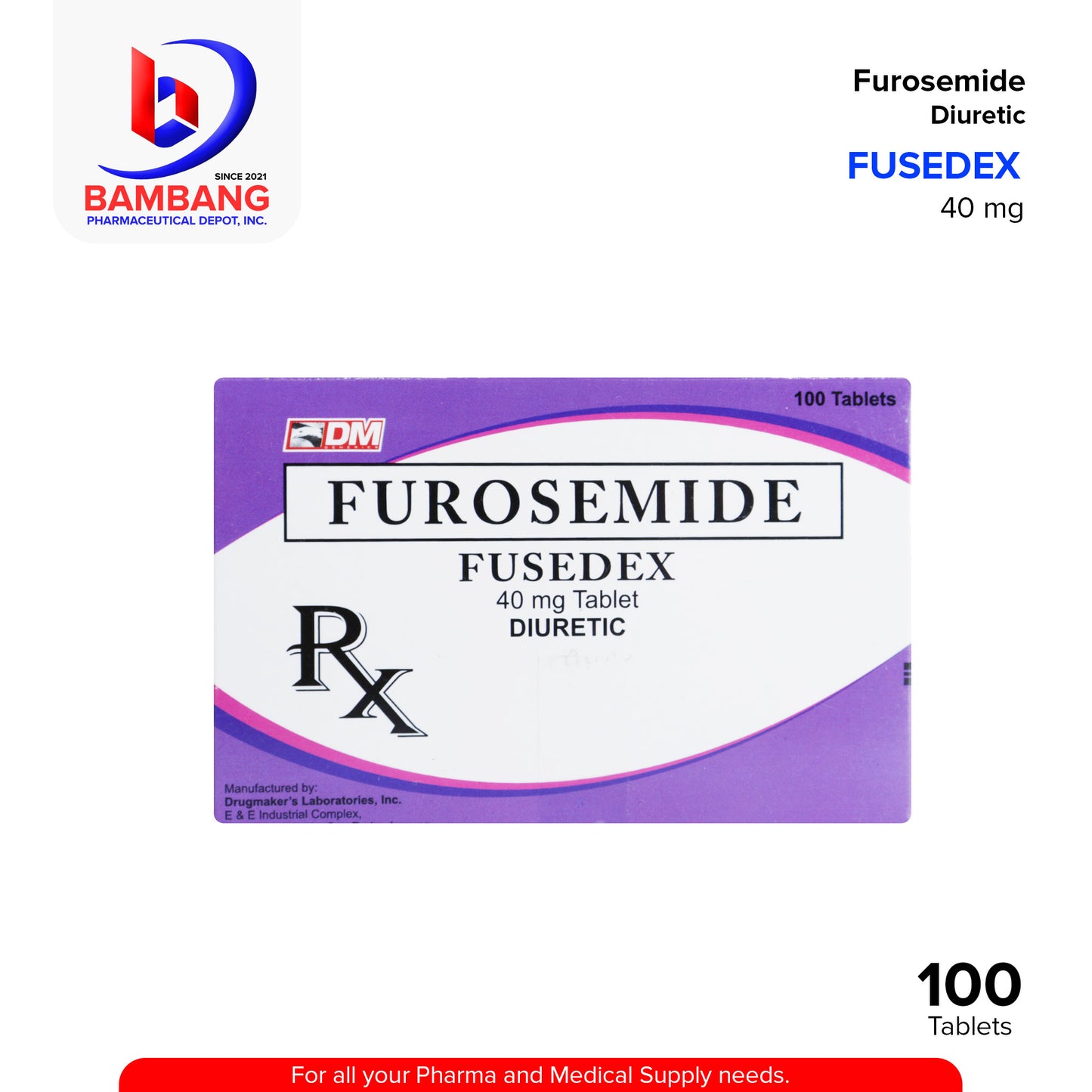 FUSEDEX Furosemide 40mg Diuretic Tablet 100's