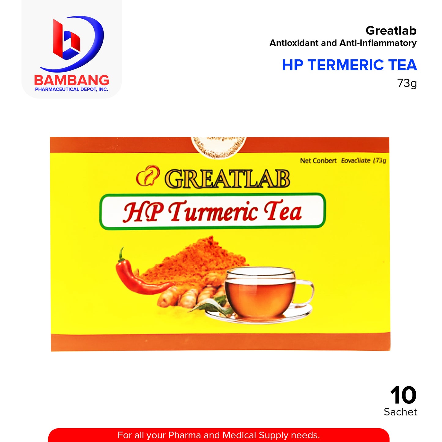 GREATLAB HP Turmeric Tea Net Content 15 Sachet x 12g