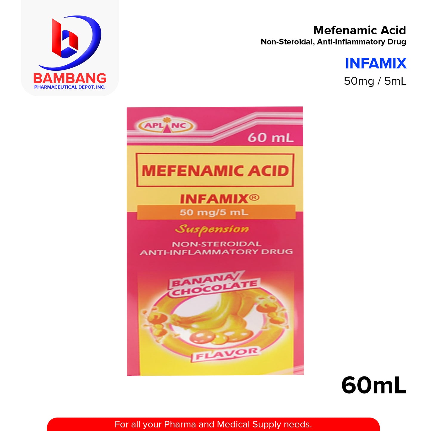 INFAMIX Mefenamic Acid 50mg/5ml Suspension 60ml