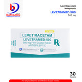 LEVETRAMED 500 Levetiracetam Anti Epileptic 500mg Film Coated Tablet 30's