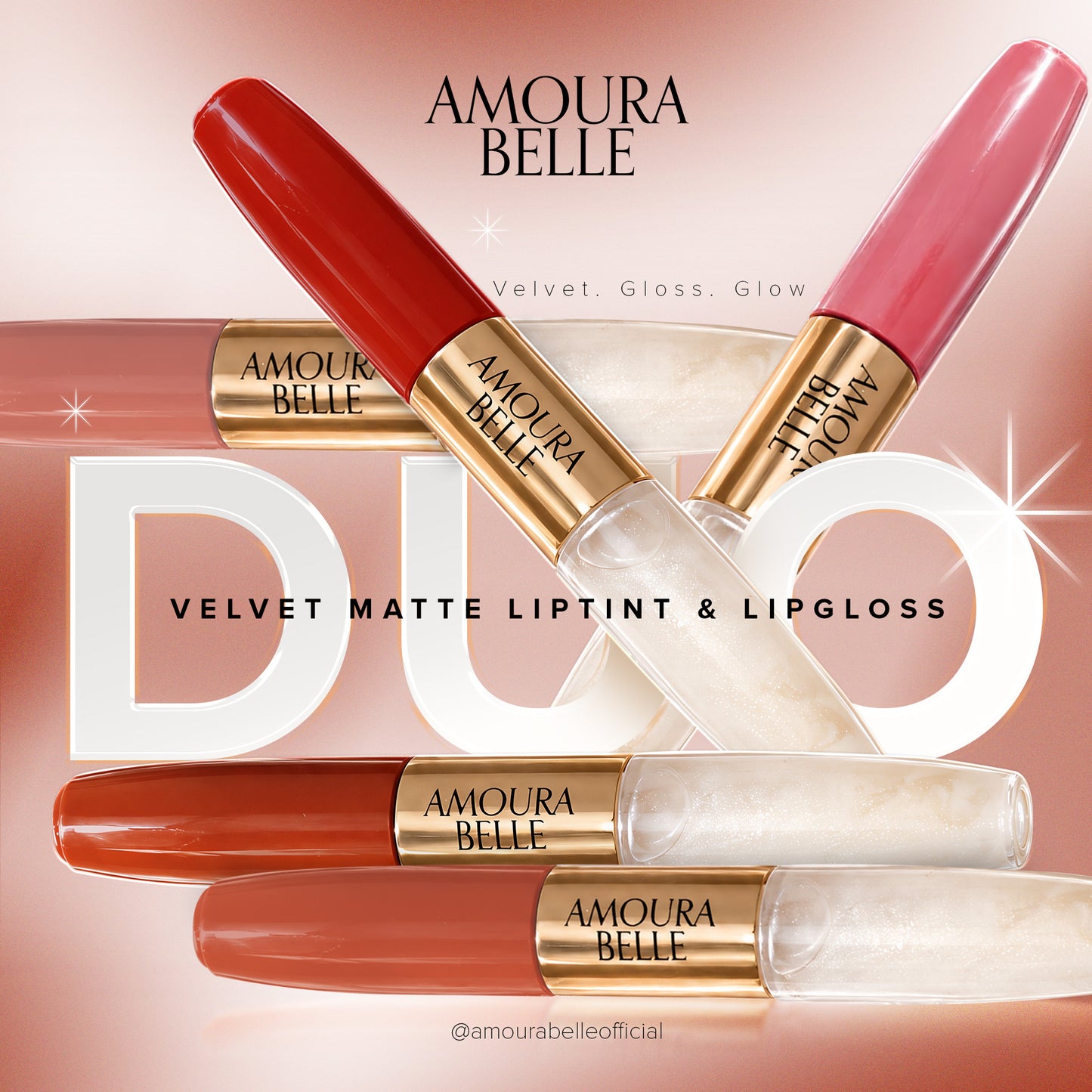 AMOURA BELLE Velvet Matte Liptint & Lip Gloss Duo – Long-Lasting Matte Color & High-Shine Finish