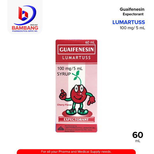 LUMARTUSS Guaifenesin Syrup Expectorant Cherry Flavor 60mL