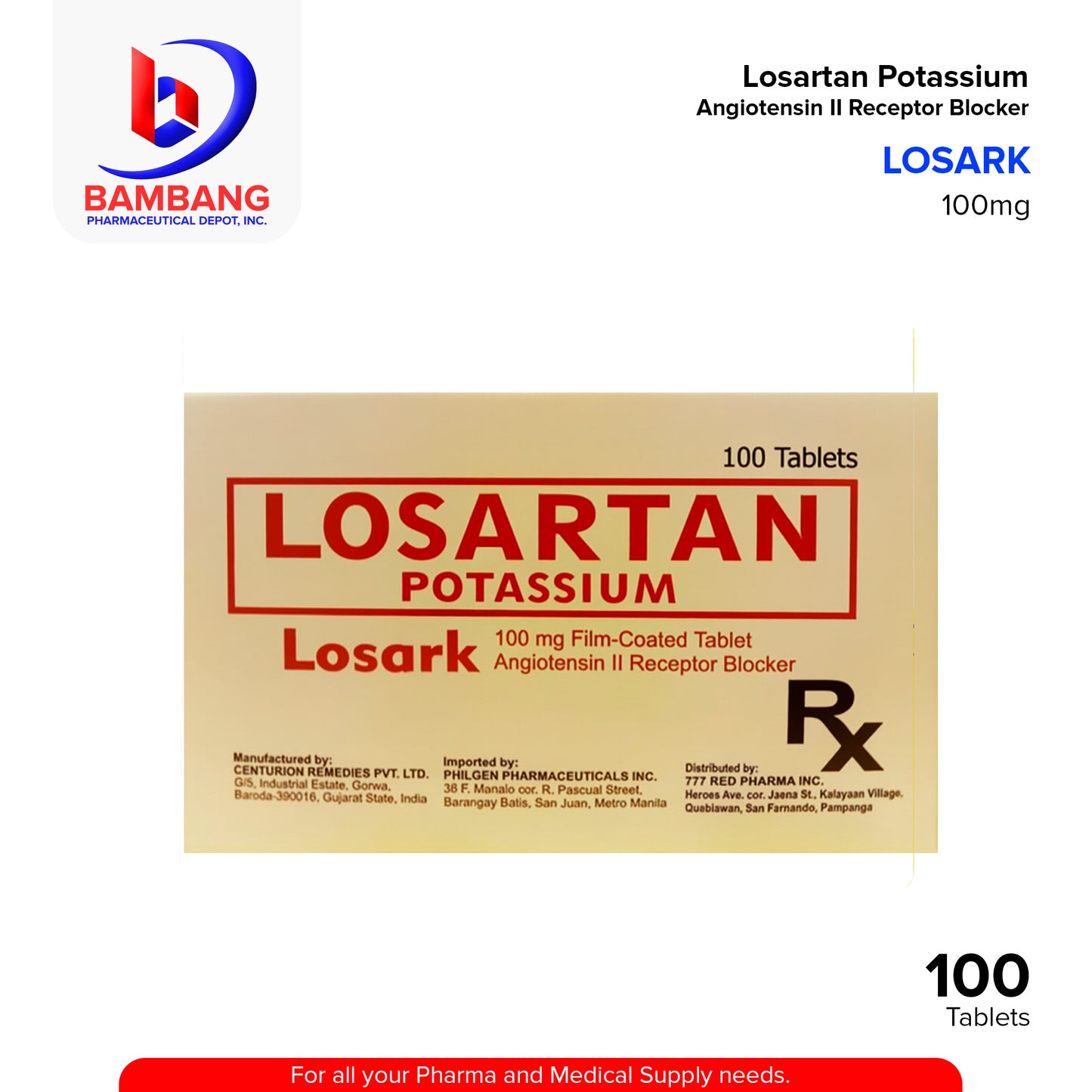 LOSARK Losartan 100mg Tablet 100's