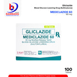 MEDICLAZIDE 60 Gliclazide Blood Glucose Lowering Drug Sulfonylurea Modified Release Tablet 100's