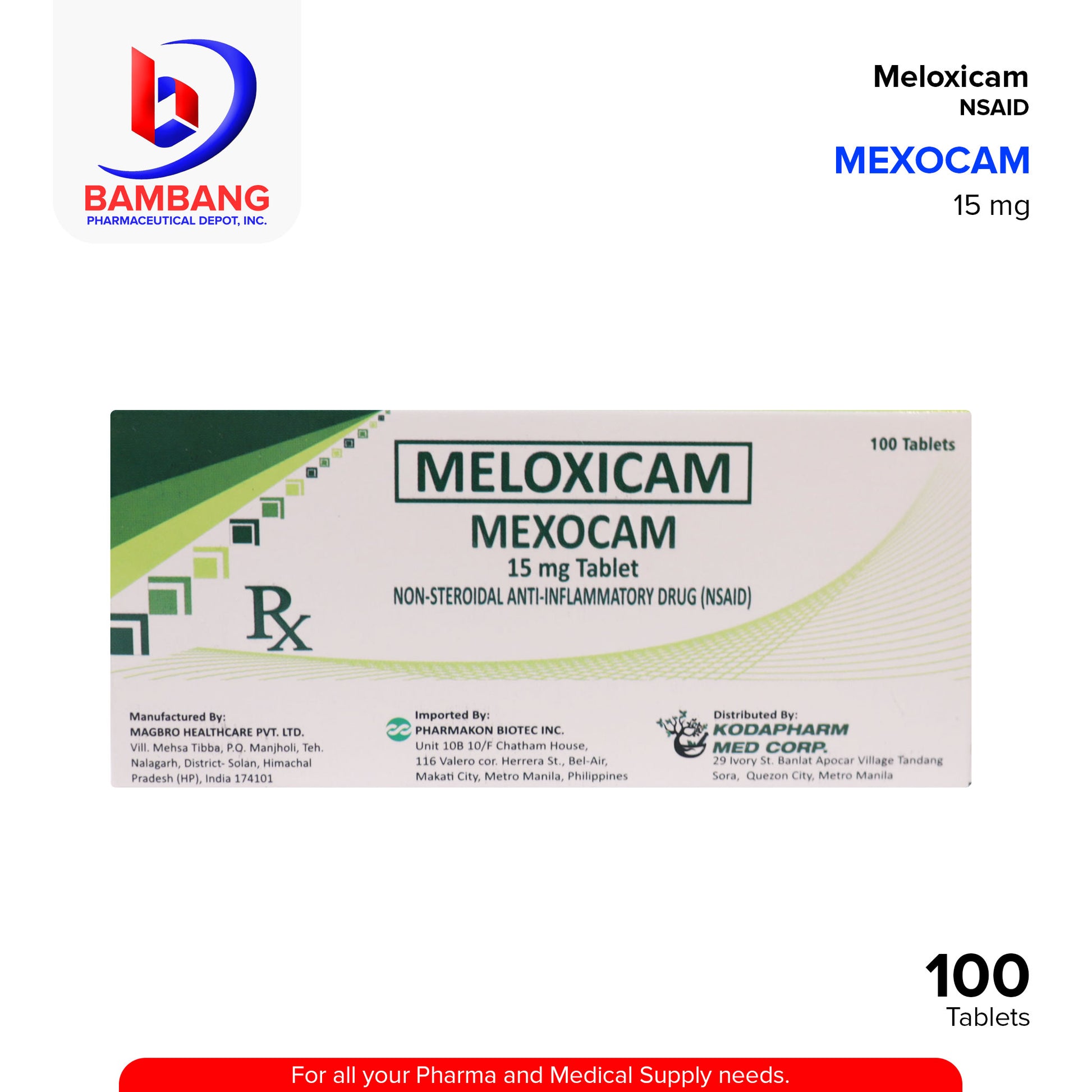 MEXOCAM Meloxicam NSAID 15mg Tablet 100's