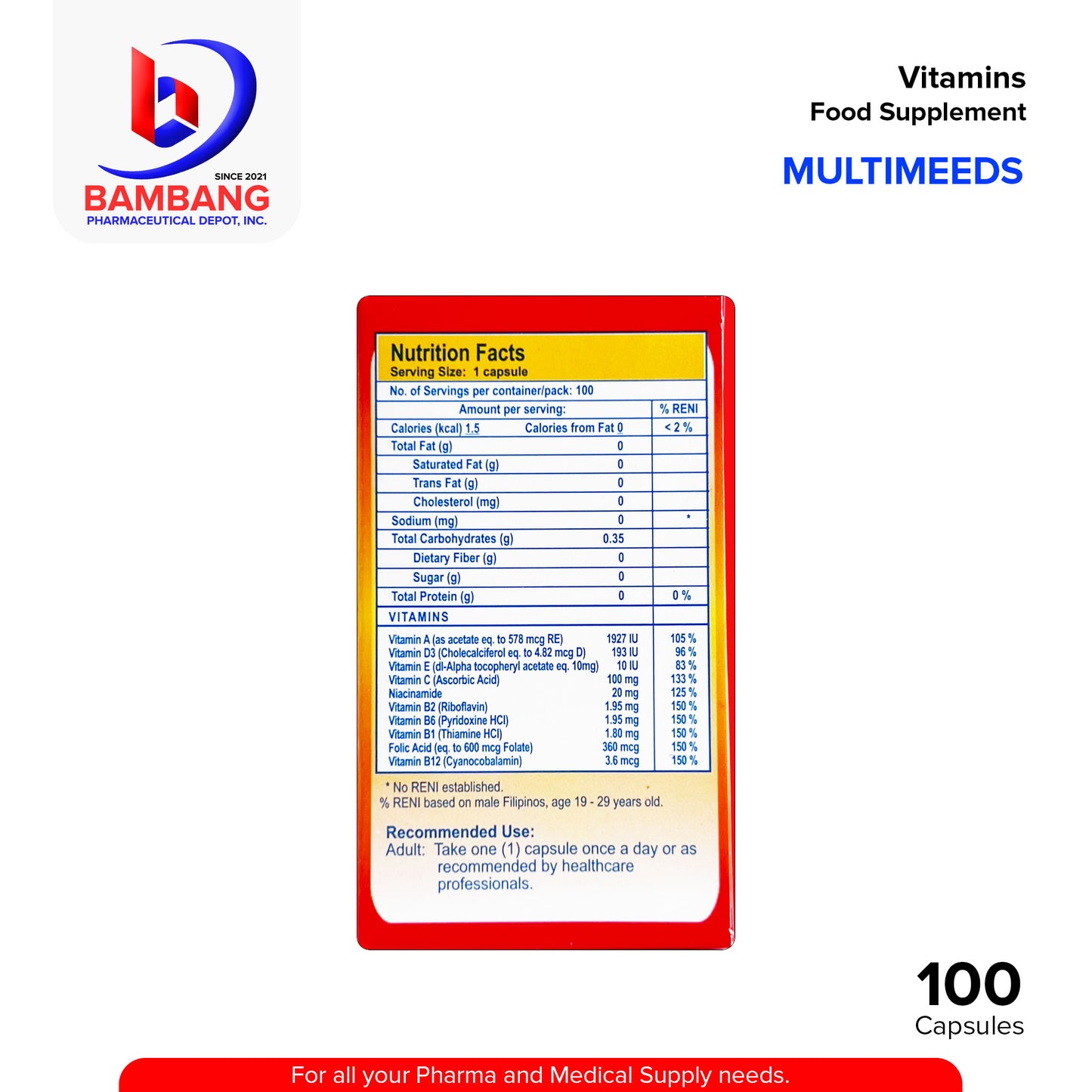 MULTIMEEDS Vitamins Food Supplement Capsule 100's