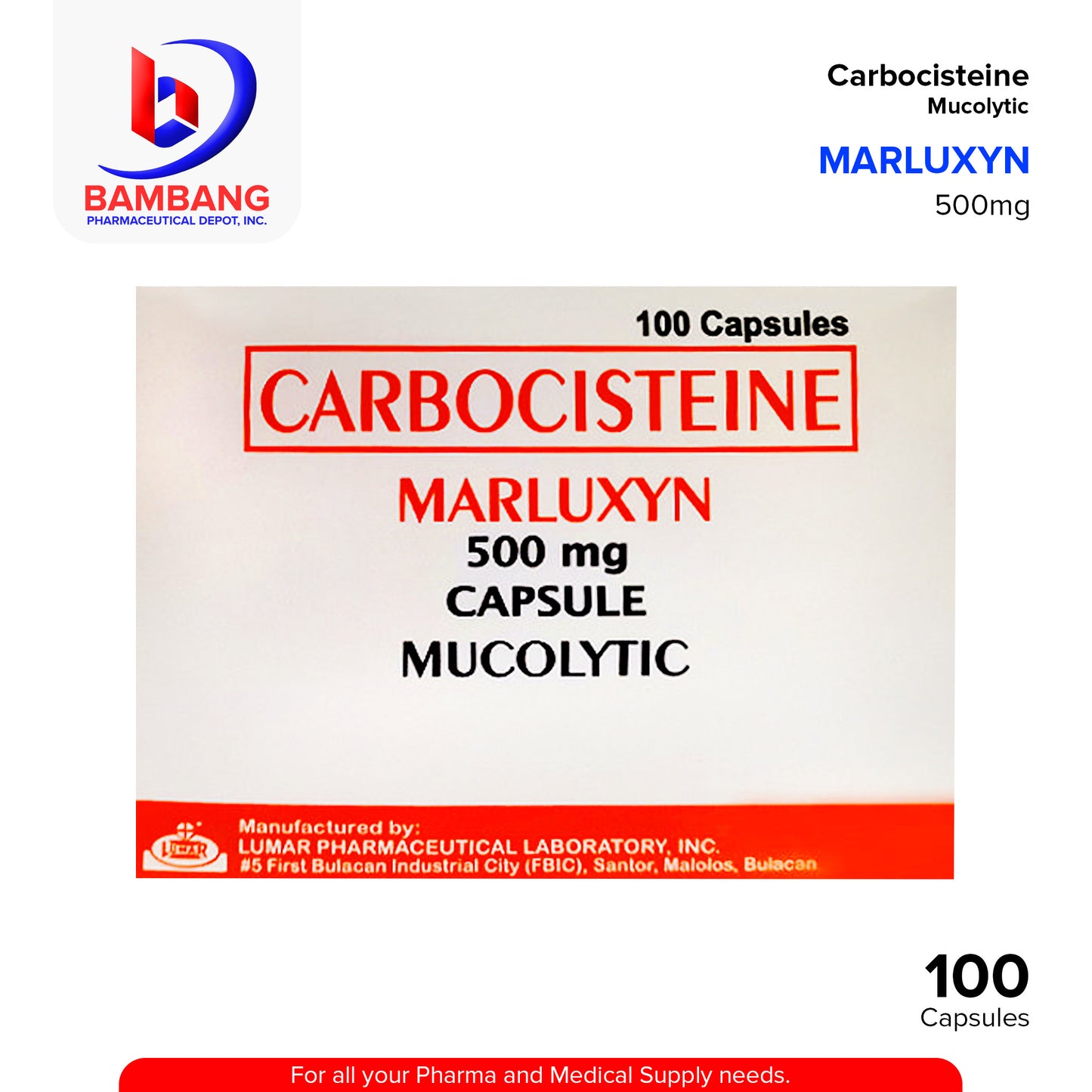 MARLUXYN Carbocisteine 500mg Capsule 100's
