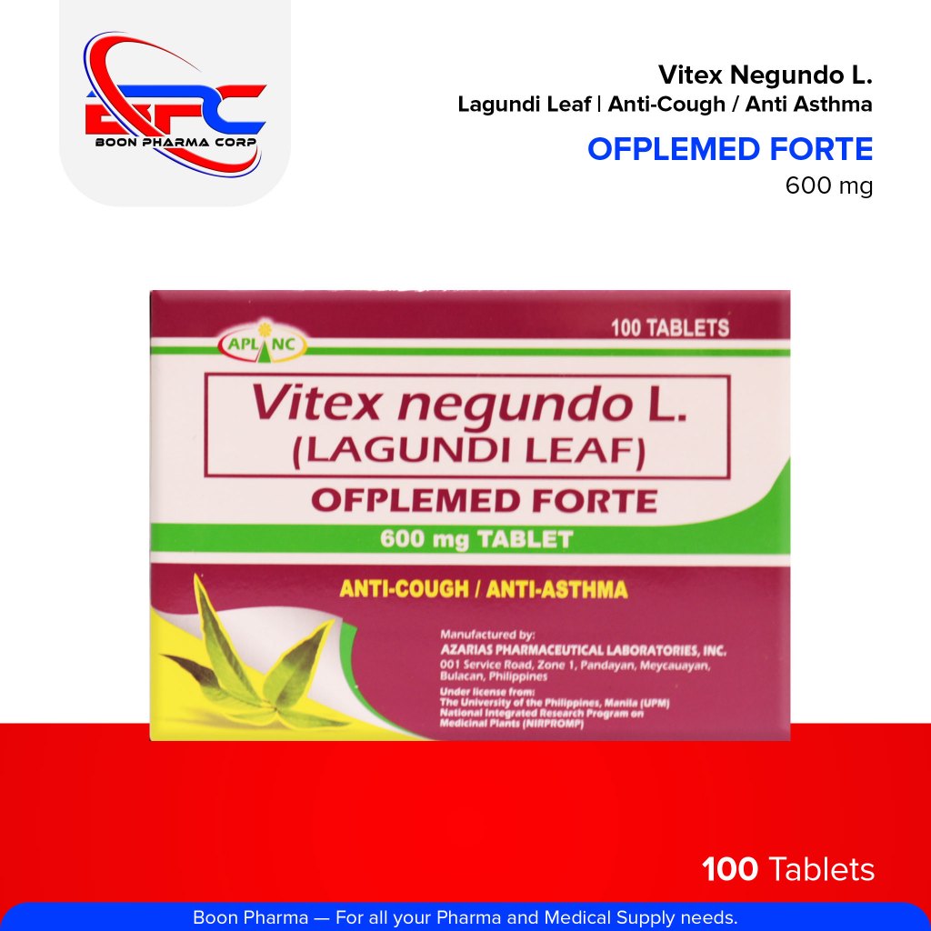 OFPLEMED FORTE Vitex Negundo L. Lagundi Leaf Anti-Cough / Anti Asthma 600 mg Tablet 100's