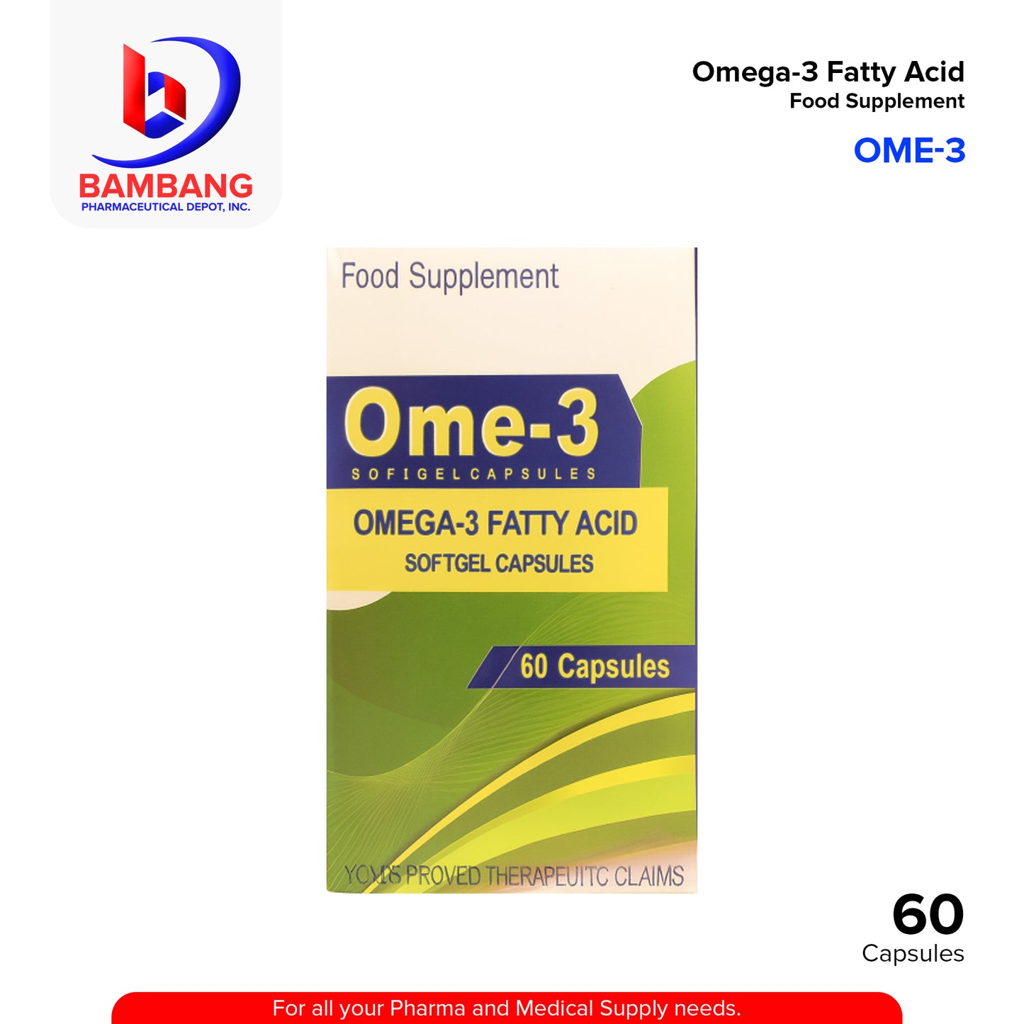 OME-3 Omega 3 Fatty Acid Softgel Capsule 60's