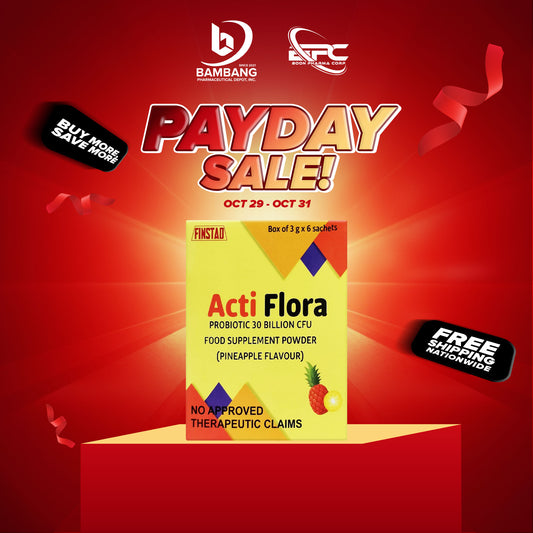 ACTI FLORA Probiotic 30 Billion CFU Food Supplement Pineapple Flavor 3g Sachet 6's
