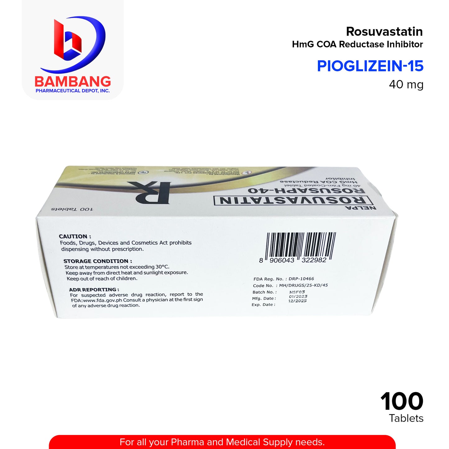 ROSUSAPH Rosuvastatin 40mg Film Coated Tablets 100's