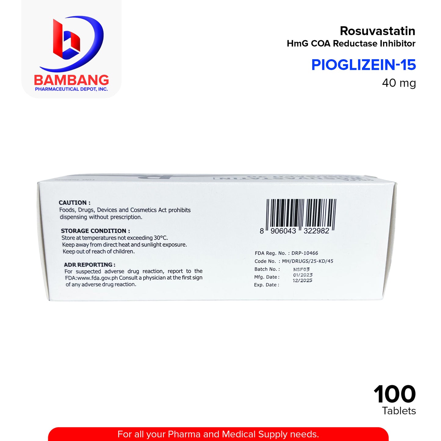 ROSUSAPH Rosuvastatin 40mg Film Coated Tablets 100's