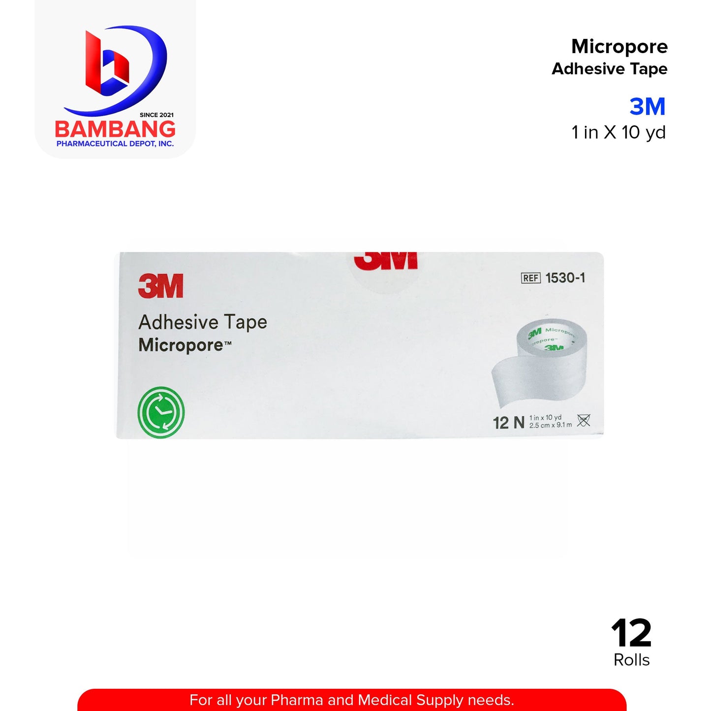 3M Adhesive Surgical Tape Micropore 1 inch x 10 yards (2.5cm x 9.1m)