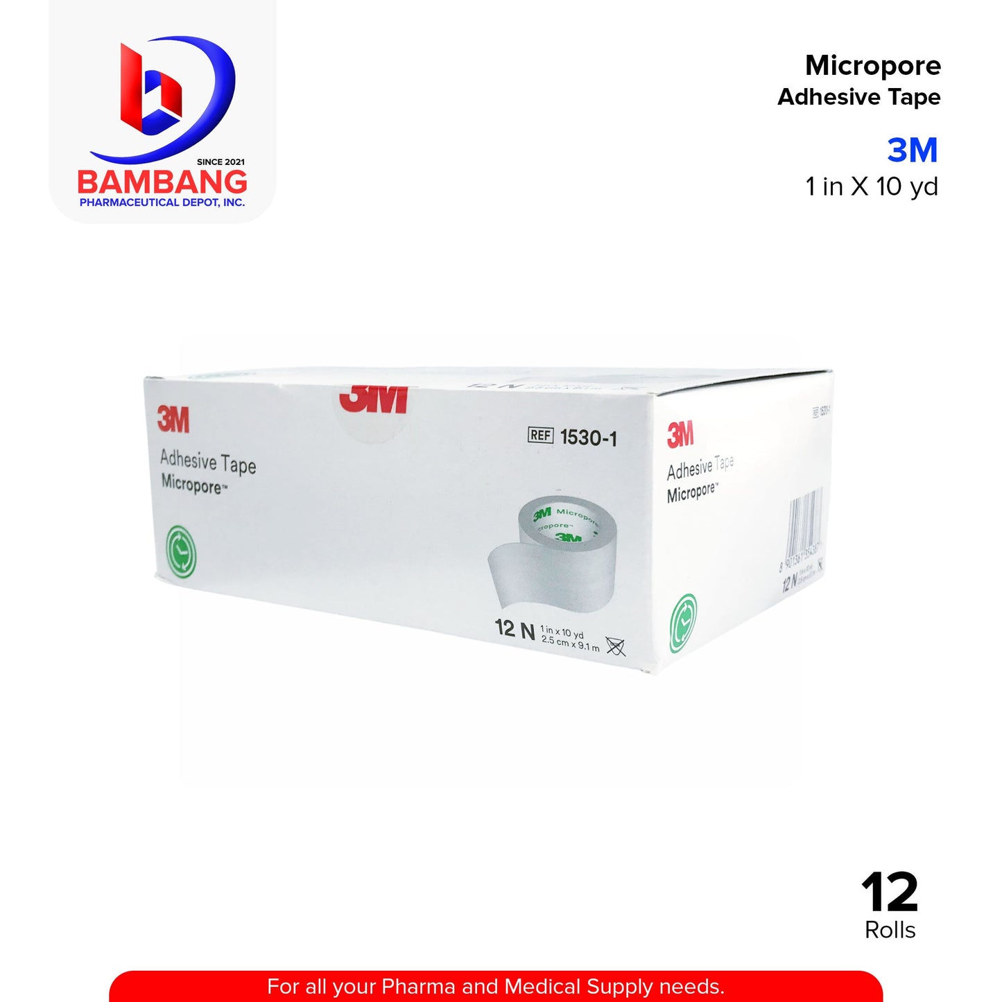 3M Adhesive Surgical Tape Micropore 1 inch x 10 yards (2.5cm x 9.1m)