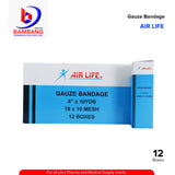 AIR LIFE Gauze Bandage 4" X 10 yards , 19 x 10 Mesh , 12 Boxes