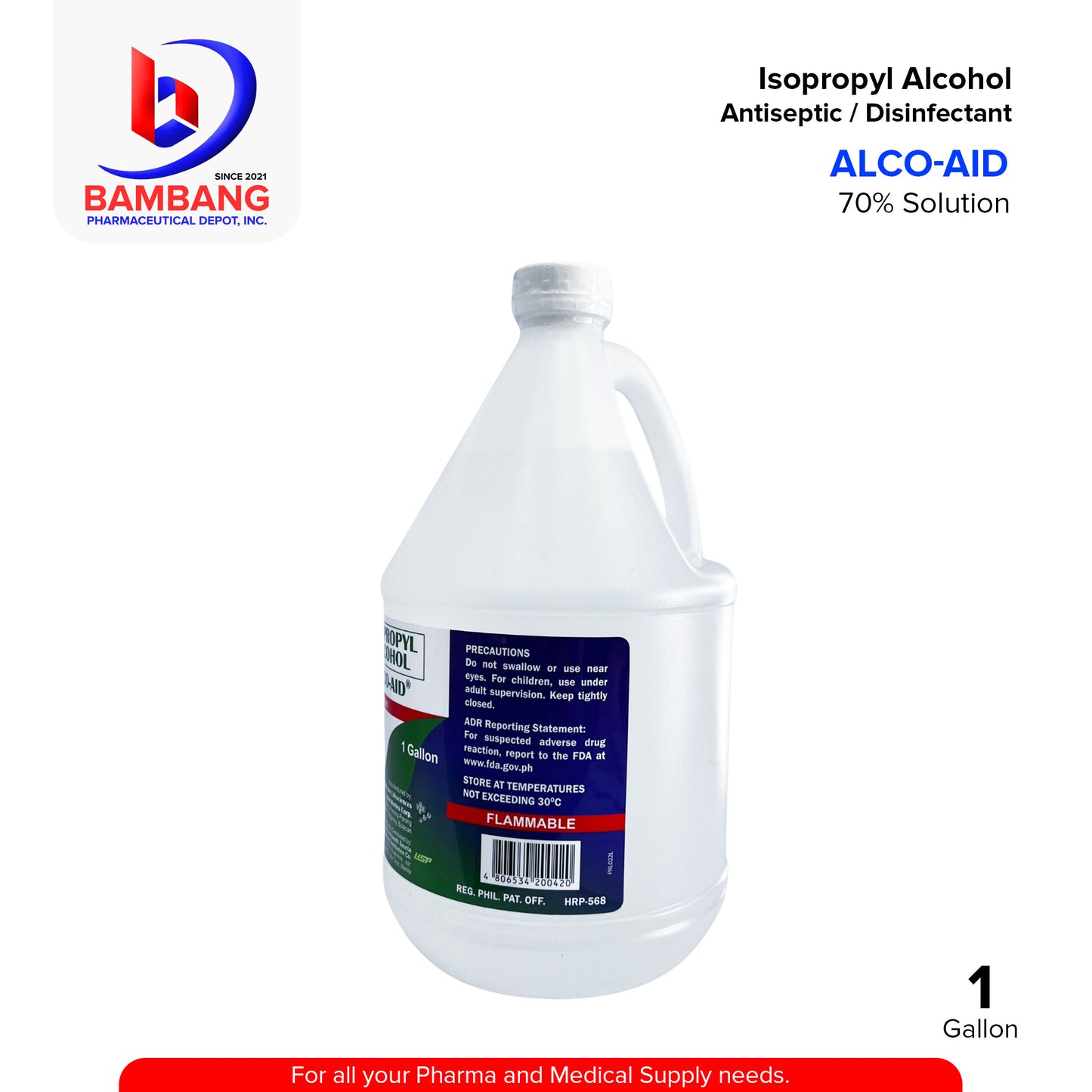 ALCO-AID 70% Ethyl Alcohol Disinfectant Antiseptic / Antibacterial 1 Gallon