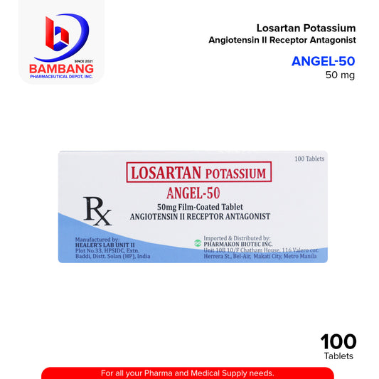 ANGEL 50 Losartan Potassium Angiostensin II Receptor Antagonist Tablet 100's