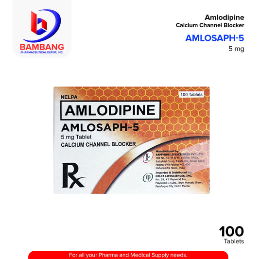 AMLOSAPH Amlodipine Calcium channel Blocker 5mg Tablet 100's