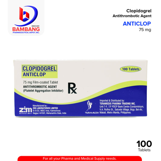 ANTICLOP Clopidogrel Antithrombotic Agent 75mg Film Coated Tablet 100's