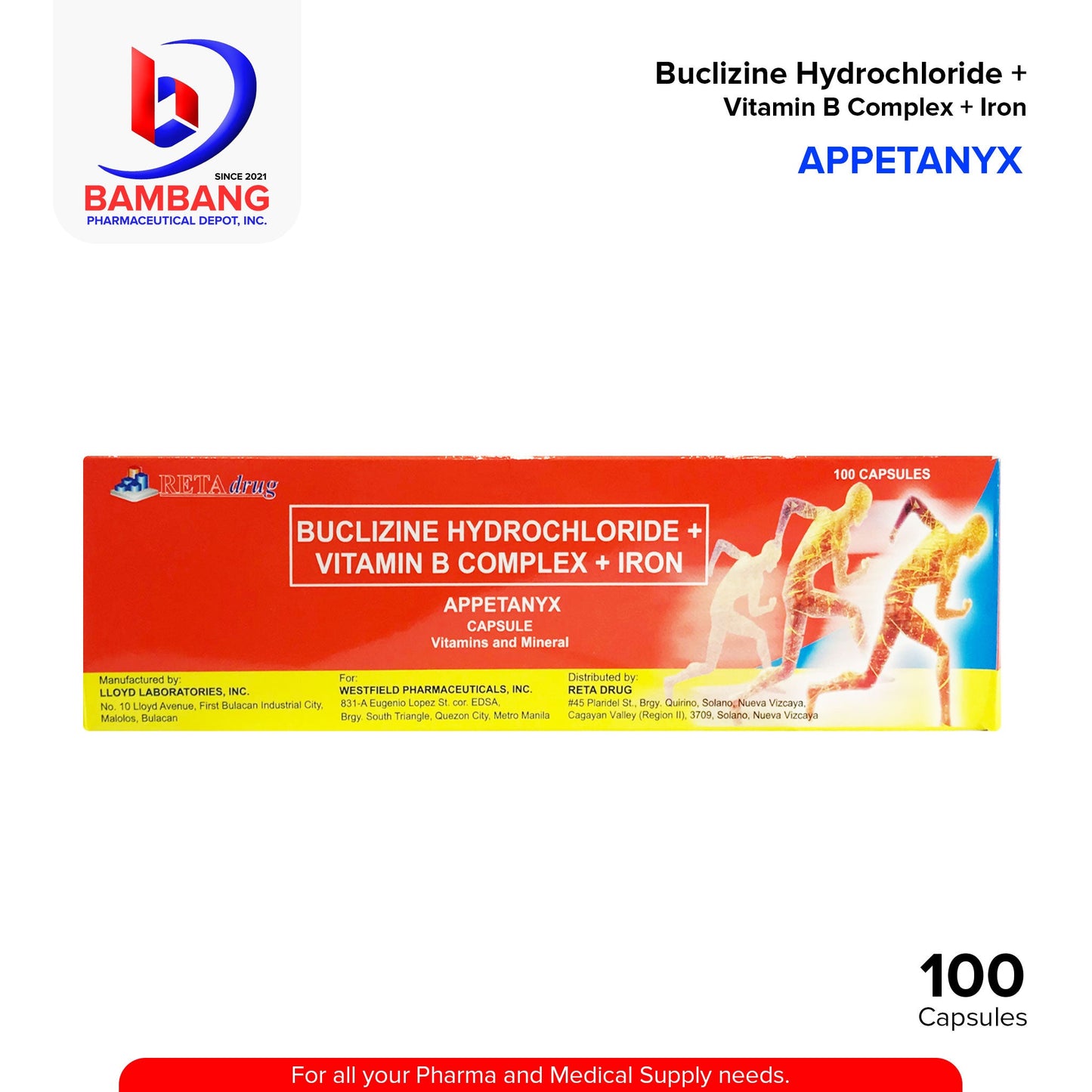 APPETANYX Buclizine Hydrochloride + Vitamin B Complex + Iron Capsule 100's