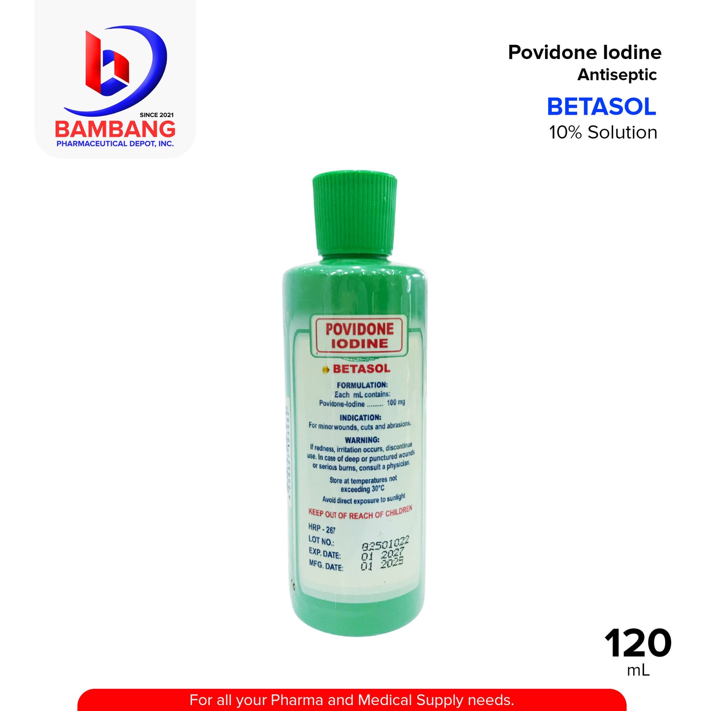 BETASOL Povidone Iodine 10% Solution Antiseptic 120ml