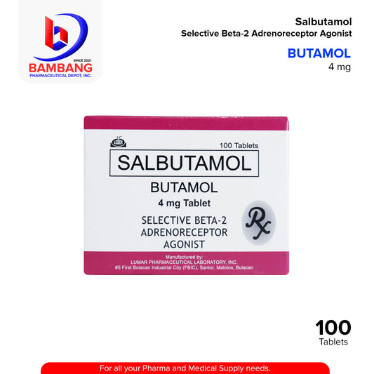 BUTAMOL Salbutamol Selective Beta 2 Adrenoreceptor Agonist 4 mg Tablet 100's