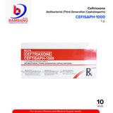 CEFTISAPH-1000 Ceftriaxone Antibacterial Third Generation Cephalosporin 1g Powder for Injection (IM/IV) Vials 10's