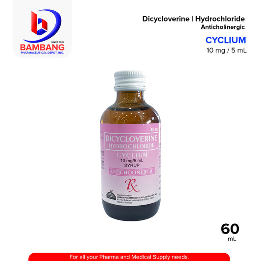 CYCLIUM Dicycloverine Hydrochloride Anticholinergic 10 mg / 5 mL Syrup 60mL