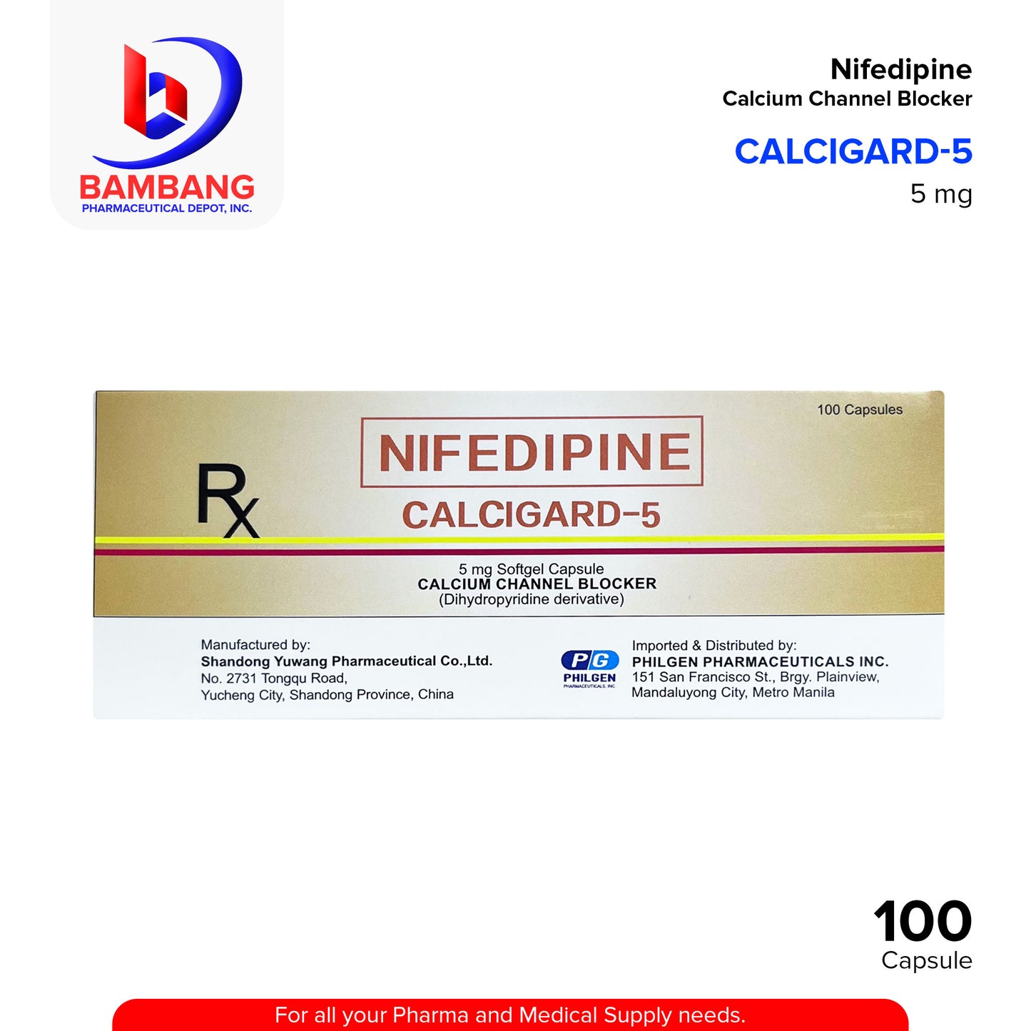 CALCIGARD Nifedipine 5mg Softgel Capsule 100's