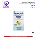 DIALIX Cetirizine Hydrochloride Antihistamine Piperazine Derivative 2.5 mg / mL Syrup Oral Drops 15mL