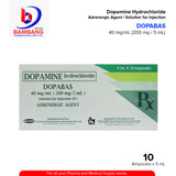 DOPABAS Dopamine Hydrochloride 40mg/ml (200mg/5ml) 5ml x Ampoules 10's