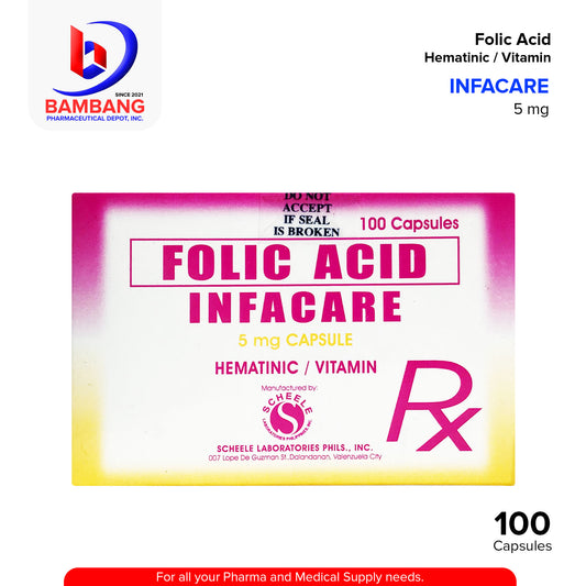 INFACARE Folic Acid Hematinic / Vitamin 5 mg Capsules 100's
