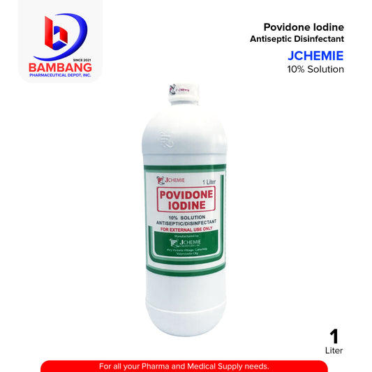 J CHEMIE Povidone Iodine 10% Solution Antiseptic Disinfectant 1 Liter