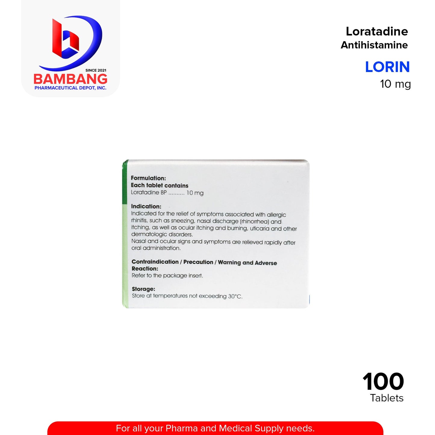 LORIN Loratadine Antihistamine 10 mg Tablet 100's